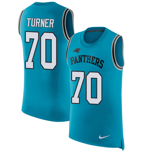 Nike Panthers #70 Trai Turner Blue Alternate Men's Stitched NFL Limited Rush Tank Top Jersey - Click Image to Close